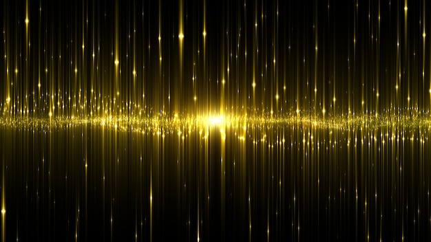 Abstract digital glowing neon light gold color background.