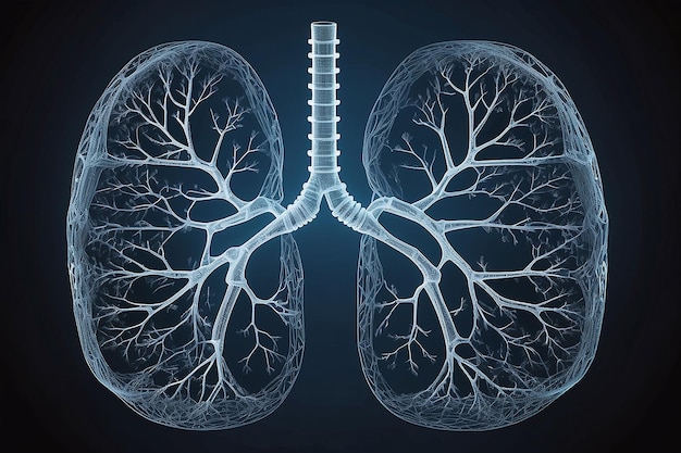 추상적인 디지털 그리드 인간의 폐