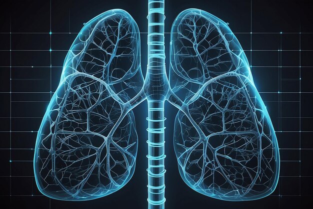 Abstract digital grid human lungs