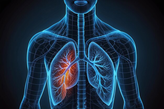 Abstract digital grid human lungs