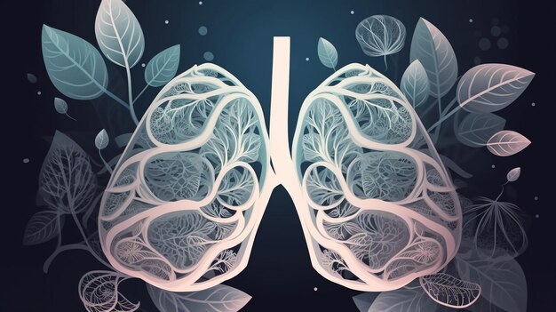 Photo abstract digital grid human lungs