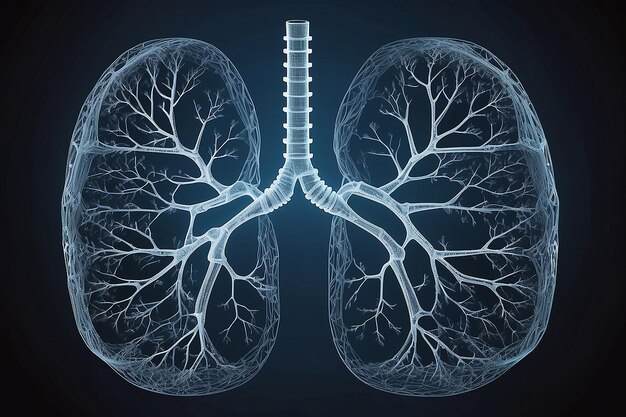 Abstract digital grid human lungs