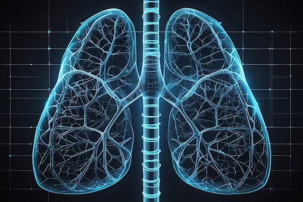 Abstract digital grid human lungs