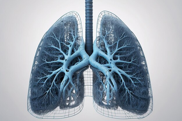 Abstract digital grid human lungs