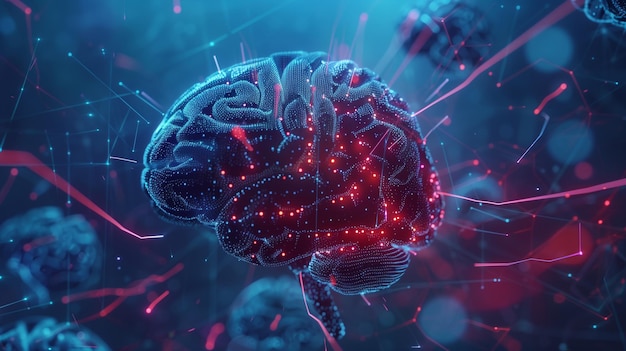 추상적인 디지털 인간 뇌 신경망 과학 기술 개념