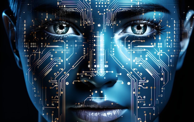 Abstract digital human face Artificial intelligence