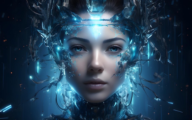 Abstract digital human face Artificial intelligence