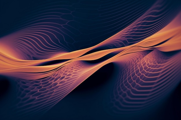 Abstract digital landscape or soundwaves with flowing particles stock illustration