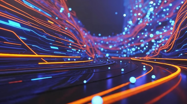 abstract digital network: data stream and technology visualization