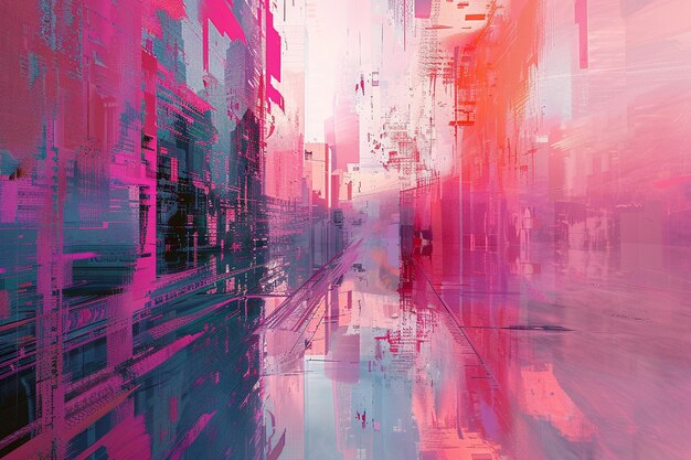 Abstract digital painting of a futuristic cityscap