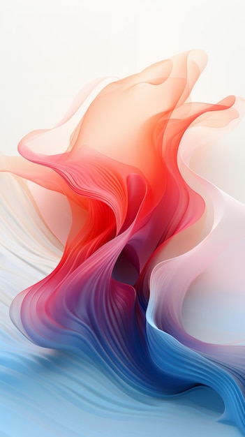 抽象的なデジタル絵画 - 赤と青の色の波 - ジェネレーティブアイ