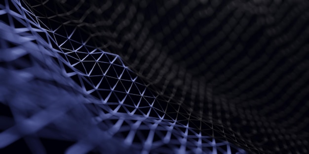 Абстрактный фон цифровых технологий с сетевыми линиями соединения сетевых частиц в стиле сплетения