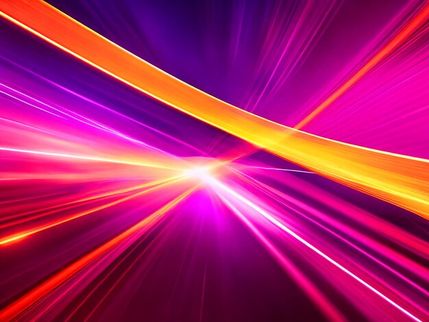 Abstract digital technology landscape vibrant streaks of brightly glowing laser light shooting a da