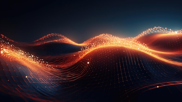 Photo abstract digital wave technological background created with generative ai technology