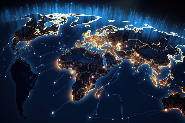 写真 抽象的なデジタル世界地図