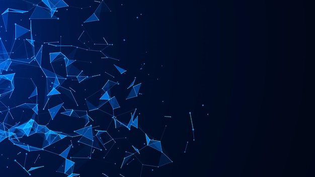 Abstract digitale blauwe achtergrond Plexus-effect Netwerkverbindingsstructuur Wetenschappelijke achtergrond 3D-rendering