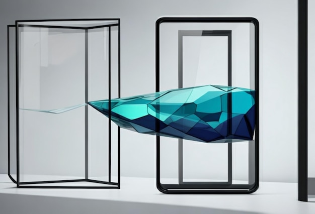 An abstract distorted tempered glass mockup with a unique distorted shape