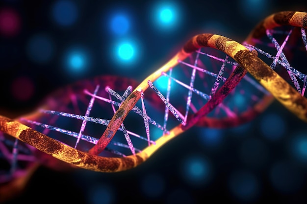 추상 DNA 아트 디지털 배경 DNA 분자 AI로 생성된 이중 나선으로 꼬인 이중 두 가닥의 컴퓨터 그림