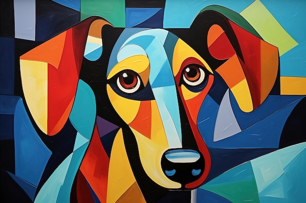 Abstract dog painting in the style of pablo picasso pet animals art illustration generative ai