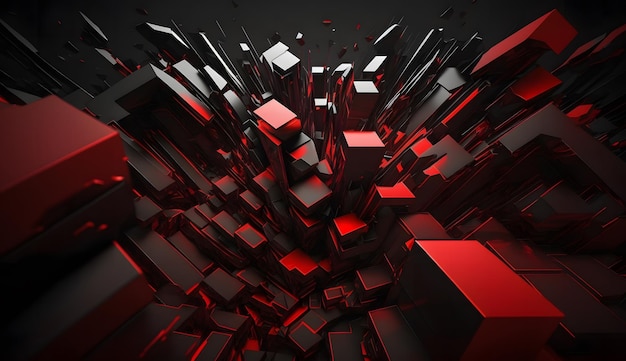 Abstract donker zwart en rood 3D licht technologie achtergrond
