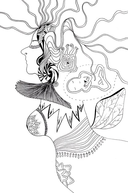 Photo abstract doodle woman illustration