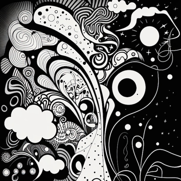 Abstract of doodles white background art vector illustration Made by AIArtificial intelligence