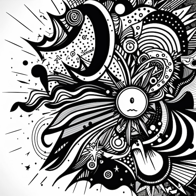 Abstract of doodles white background art vector illustration Made by AIArtificial intelligence