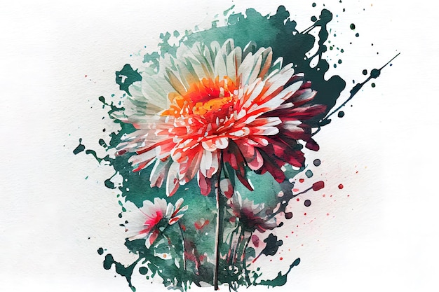 Abstract double exposure watercolor daisy flower Generative Ai