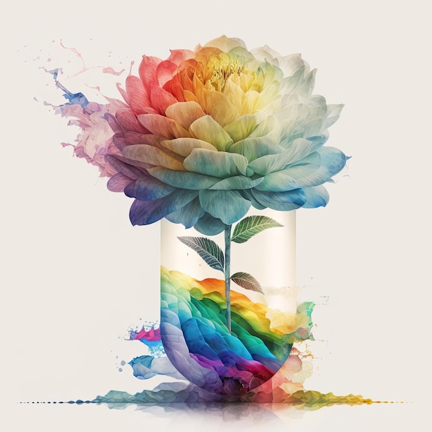 Abstract double exposure watercolor flower Digital illustration AI