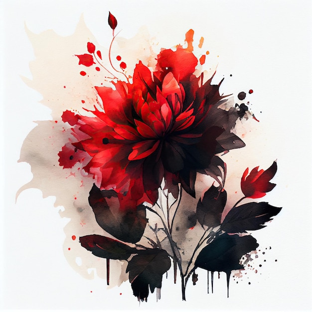 Abstract double exposure watercolor flower Digital illustration AI