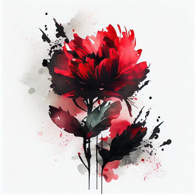 Foto fiore acquerello astratto doppia esposizione illustrazione digitale ai