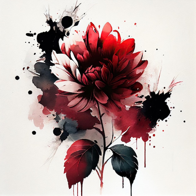 Abstract double exposure watercolor flower Digital illustration AI