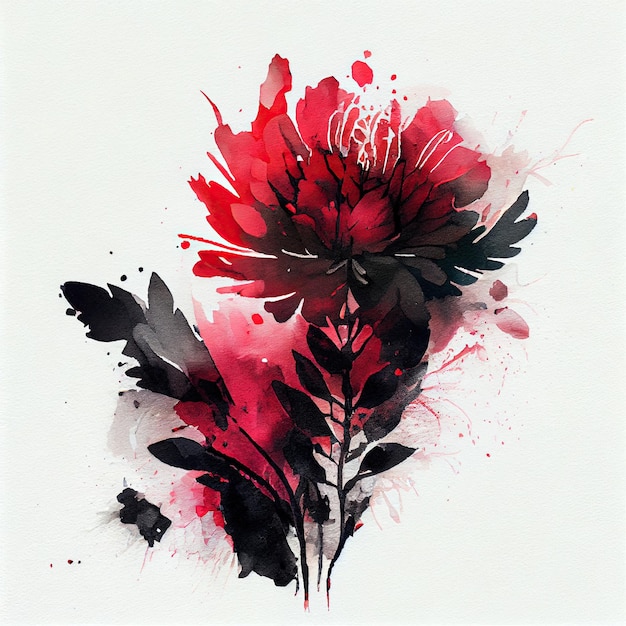 Abstract double exposure watercolor flower Digital illustration AI