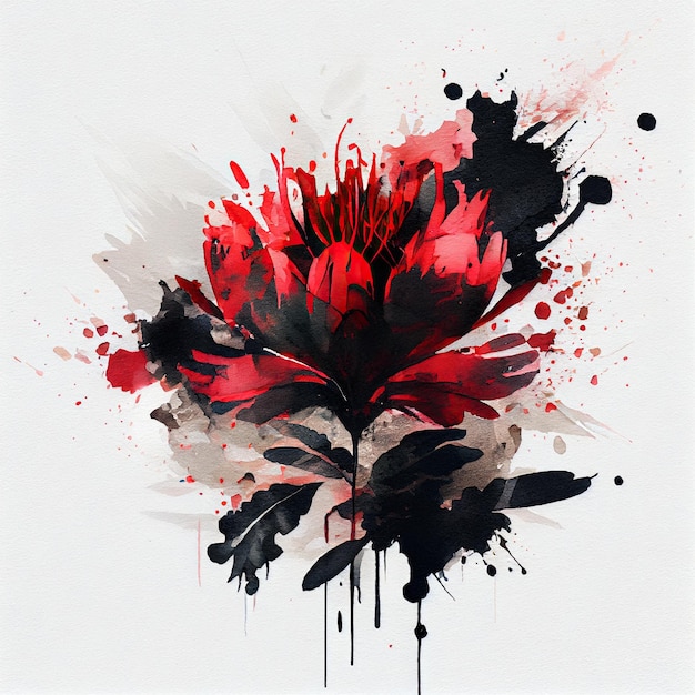 Abstract double exposure watercolor flower Digital illustration AI