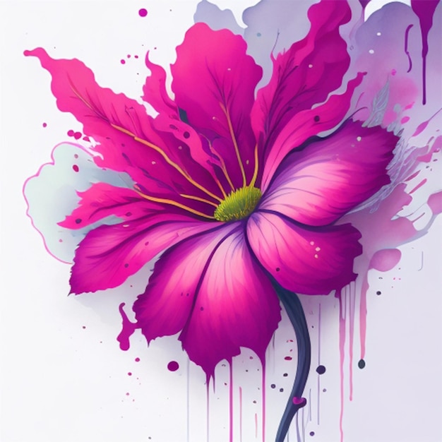 Abstract double exposure watercolor flower digital illustration