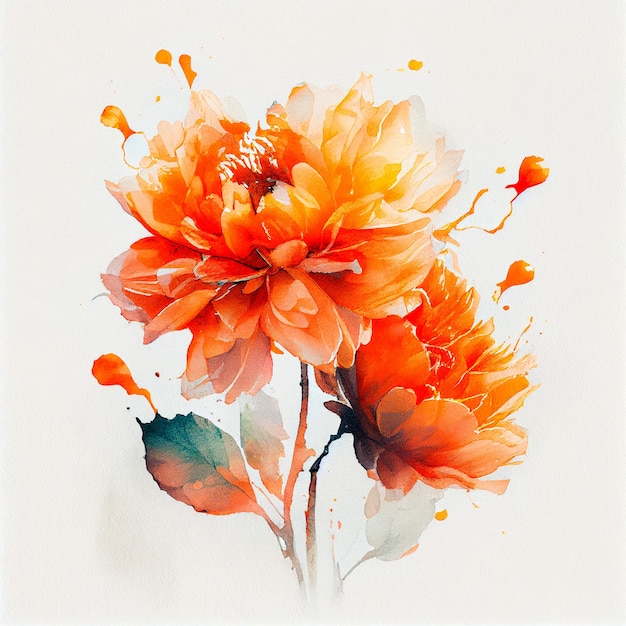 Vector Fleur d'Orange illustration. Digital watercolor simulation