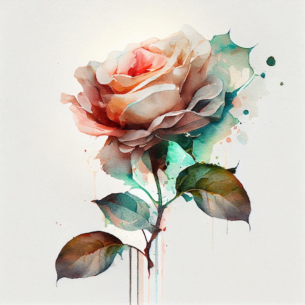 Abstract double exposure watercolor rose flower Digital illustration AI