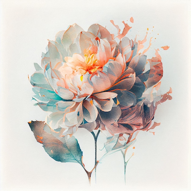 Abstract double exposure watercolor vintage flower digital\
illustration