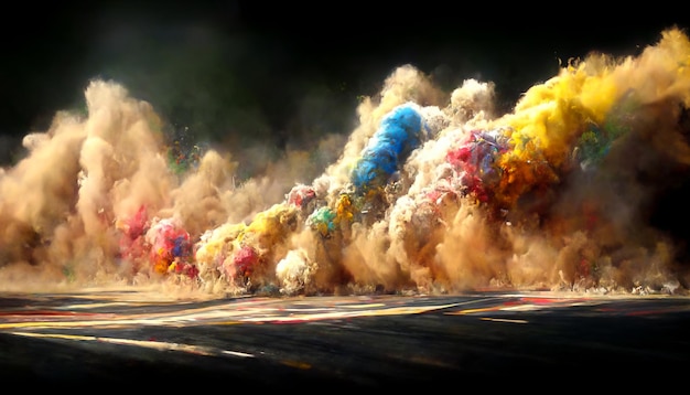 Abstract Drag racing drifting and rallying create a beautiful background of sports rubber 3D Render.