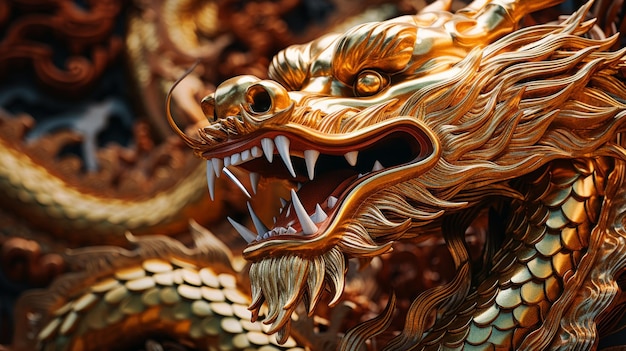 Фото Абстрактный портрет лица дракона мистический легендарный зверь животное символ китайского нового года маскот