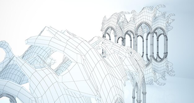 추상 드로잉 흰색 고딕 인테리어 3D 그림