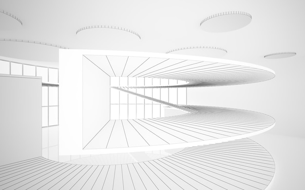 Абстрактный рисунок белого параметрического интерьера с окном Многоугольный рисунок 3D иллюстрация