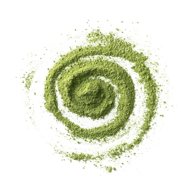 緑の抹茶パウダーで描く抽象画