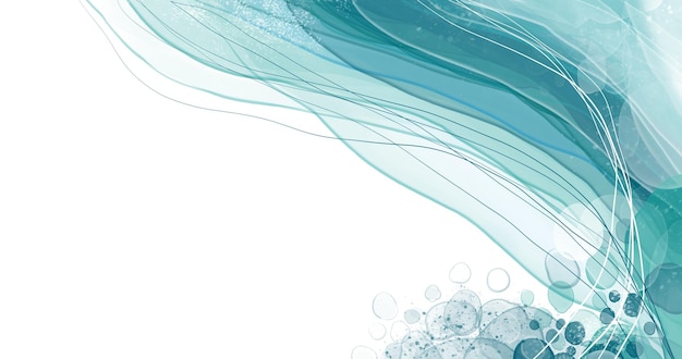 abstract drawn blue and white waves with chaotic spots and lines
