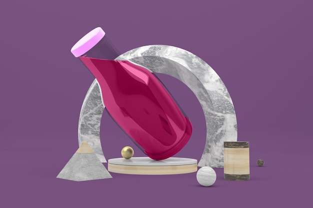 Abstract Drink Bottle Right Side In Purple Background