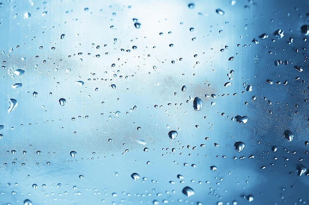 Gocce astratte sfondo di vetro / texture nebbia pioggia, sfondo stagionale, vetro trasparente con acqua