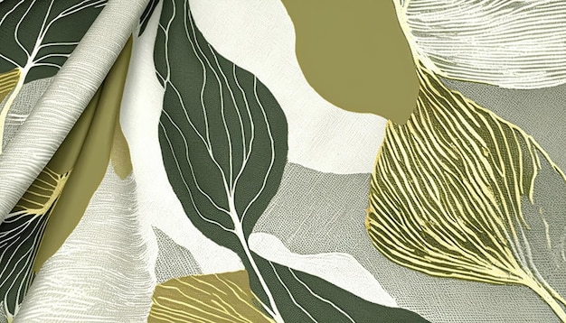 abstract dubbel gaaspatroon. groen blad met goud en witte kleur. AI gegenereerd