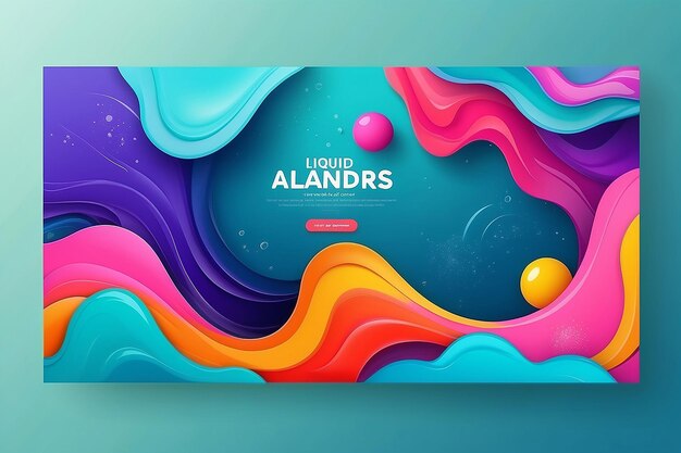 Abstract dynamic geometric background Liquid color background design Summer tropical fluid landing page mockup