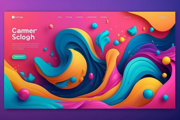Abstract dynamic geometric background Liquid color background design Summer tropical fluid landing page mockup