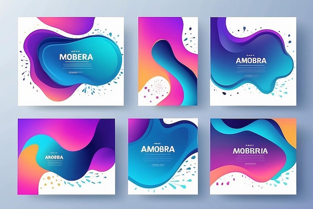 Photo abstract dynamic gradient graphic elements in modern style banners with flowing liquid shapes amoeba forms